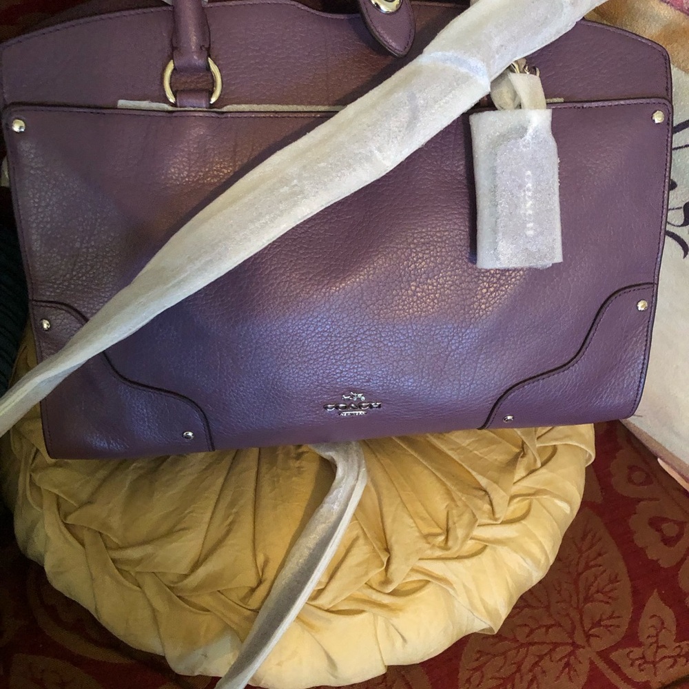 Coach Purple Leather Tote Bag - Picture 6 of 11